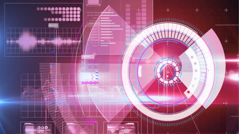 animación del escaneo del alcance y el procesamiento de datos sobre un fondo brillante de color rosa