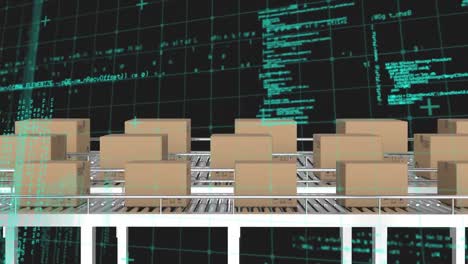 procesamiento de datos a través de la red de red contra múltiples cajas de entrega en la cinta transportadora