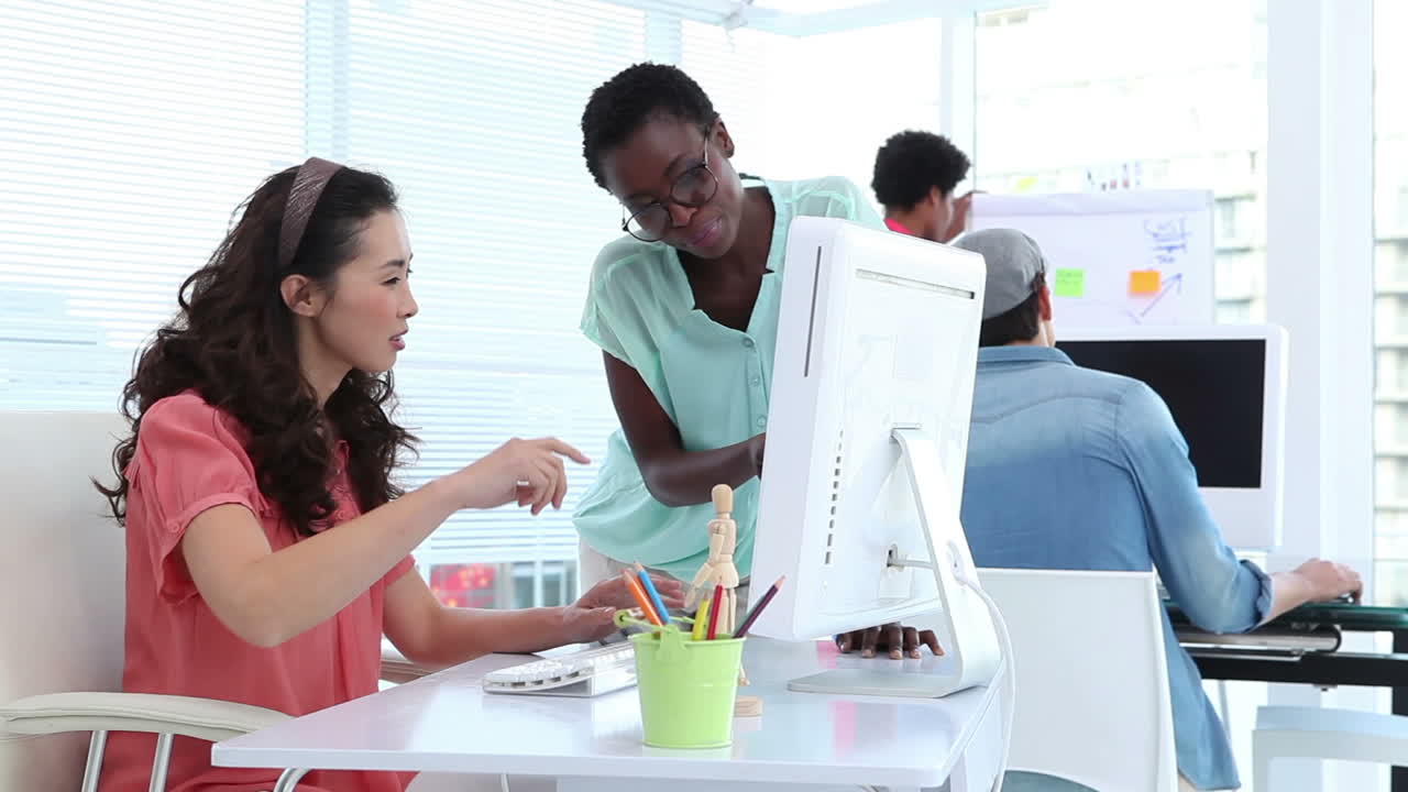 Creative business partners working together