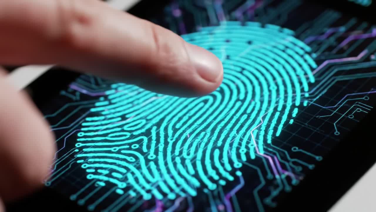 Demonstrating the functionality of digital fingerprint recognition, this display highlights how biometric technology works on modern devices while showcasing the process in action.