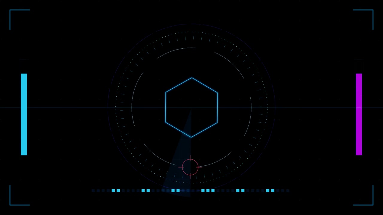 Interface de Radar Digital Futurista com Hexágono Rotativo