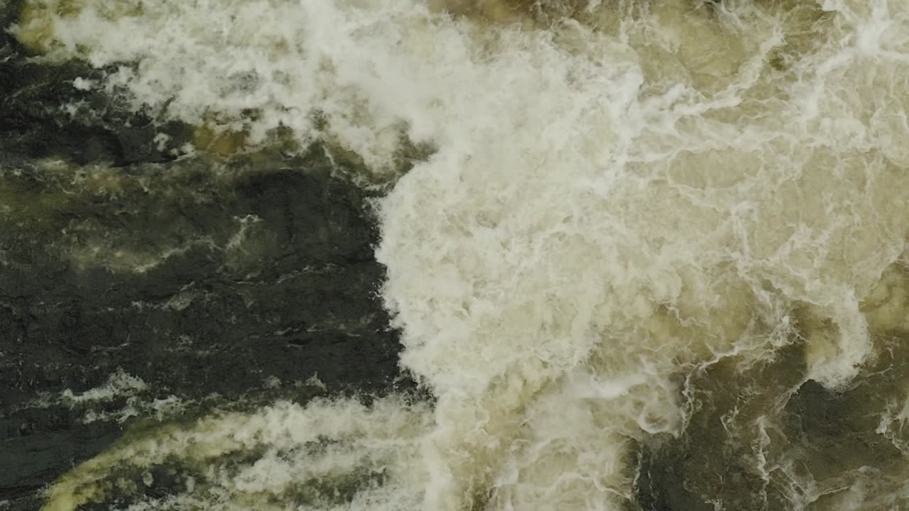 White water rapids close top down shot 4K SLOW MOTION