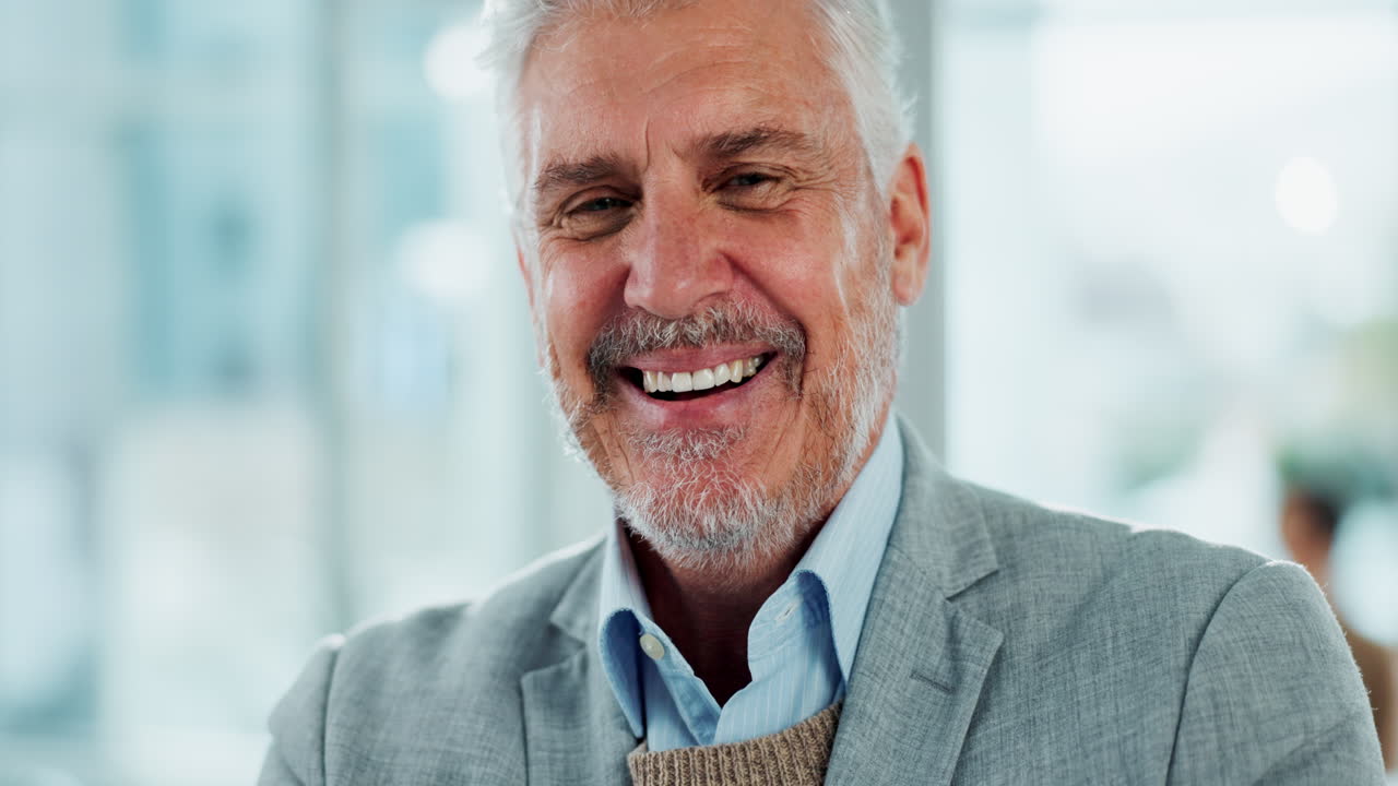 Retrato, de, um, sorrindo, homem negócios sênior