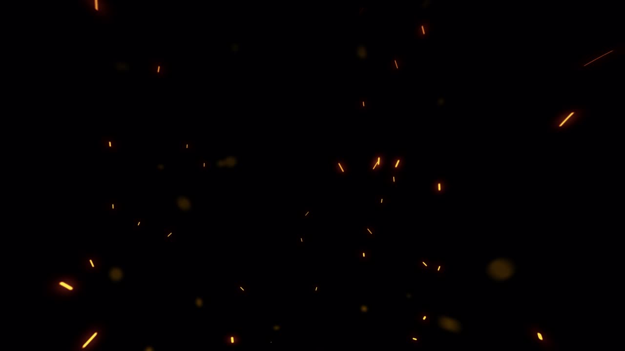 bucle sin fisuras de humo fuego chispas que suben flujo de partículas de polvo ardiendo chispas calientes fluyendo al azar en fondo negro. para superponer su metraje cinematográfico. renderizado aislado transparente con canal alfa
