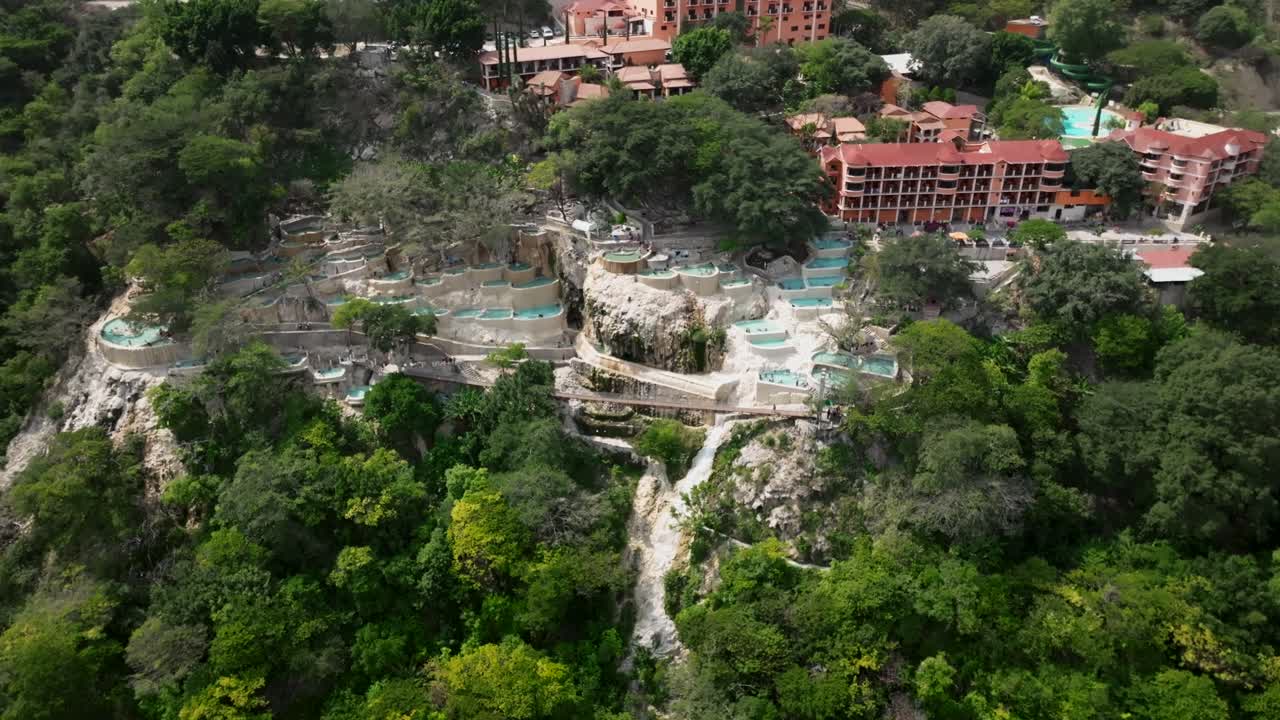 Aerial View of Lush Hot Springs Resort in Mexico