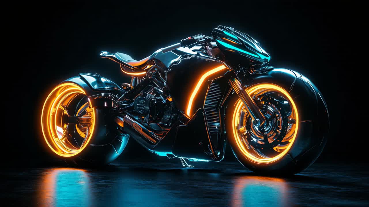 Futuristic Neon Motorcycle