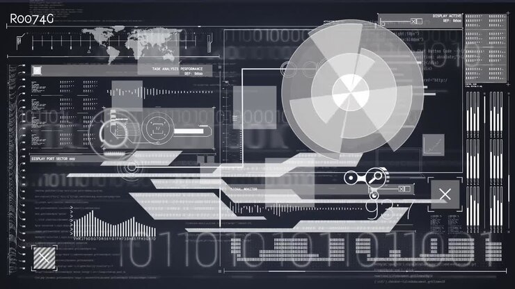 Animation of scope scanning and data processing over digital screen