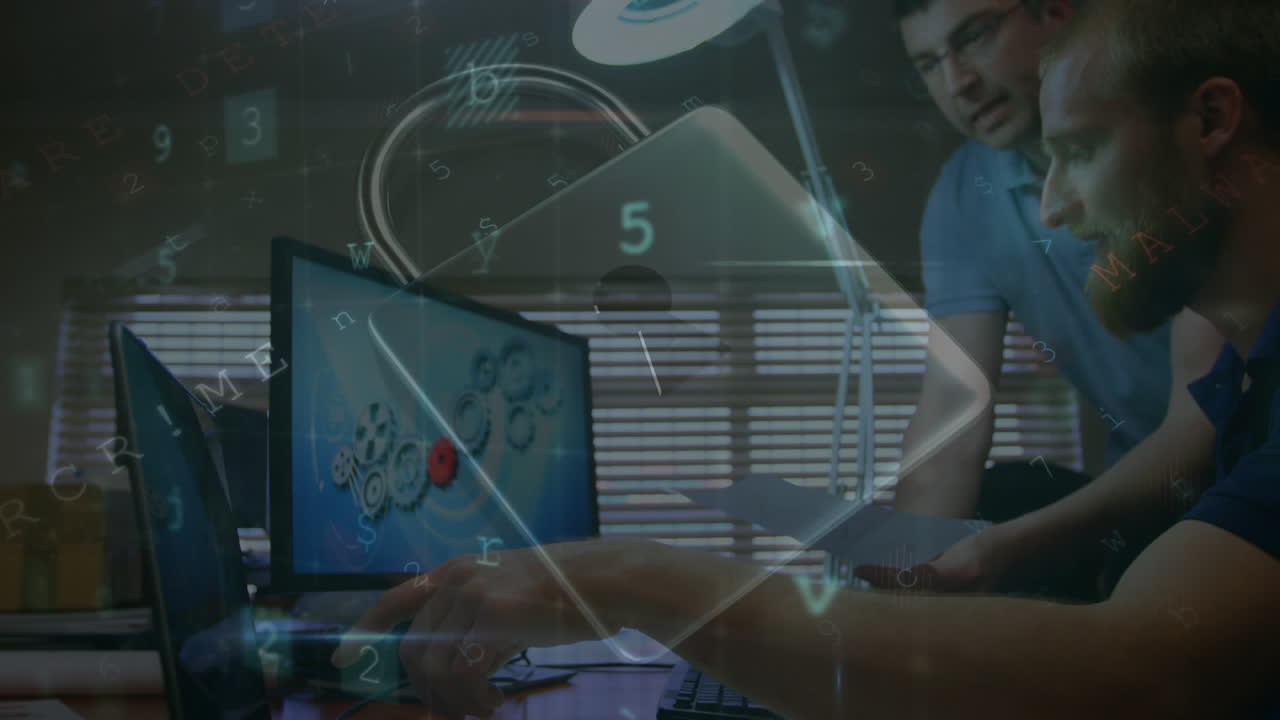 animación de advertencia de ataque cibernético sobre científicos que usan computadoras