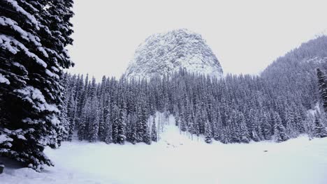 panoramic view of mirror lake, banff national park, winter 4k