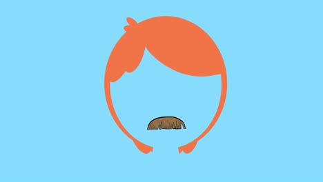 animation of wig and different moustache on blue background