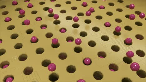 abstract geometric pattern with pink balls in holes