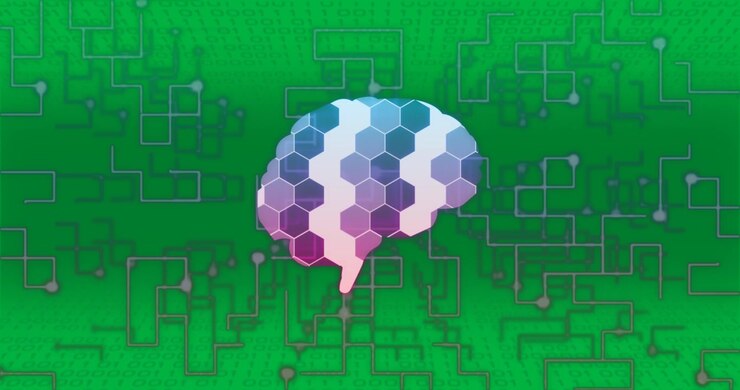 Animation of brain over network of connections, created using generative ai technology