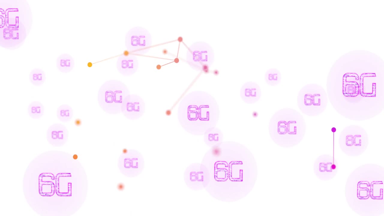 animación de 6g y conexiones en fondo blanco