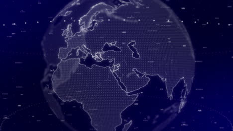 a cinematic video background showcases a digital globe rotating, zooming in on jordan country