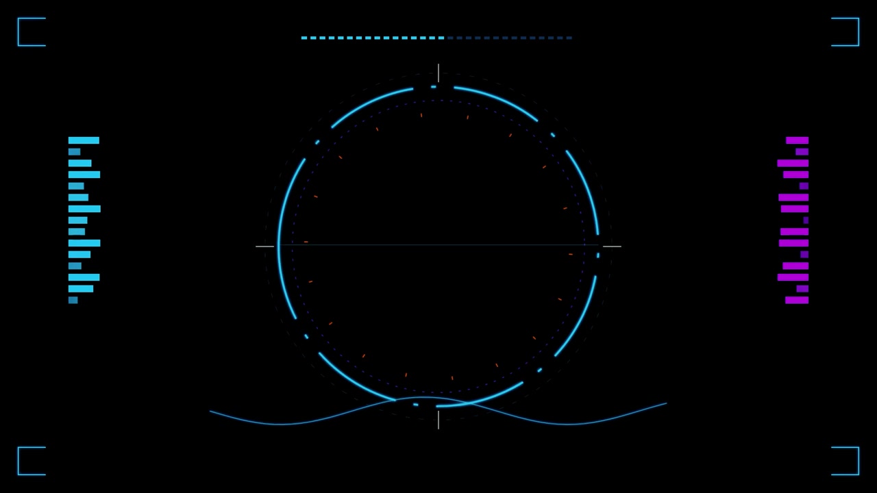 Futuristic Digital HUD Interface with Rotating Circular Elements