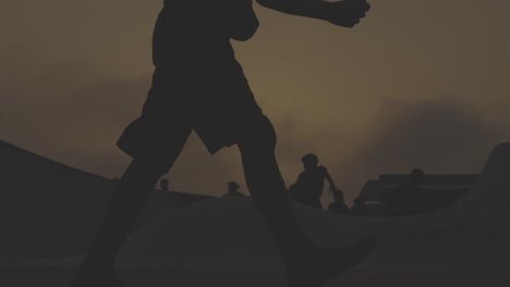 sunset skatepark silhouettes