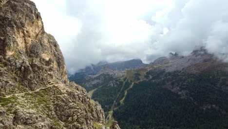 Aerial-view-of-Ferrata-Col-dei-Bos,-Dolomites