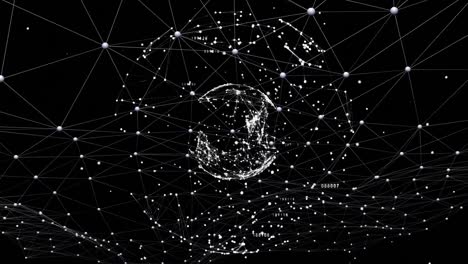 animación del globo sobre una red de conexiones sobre un fondo negro