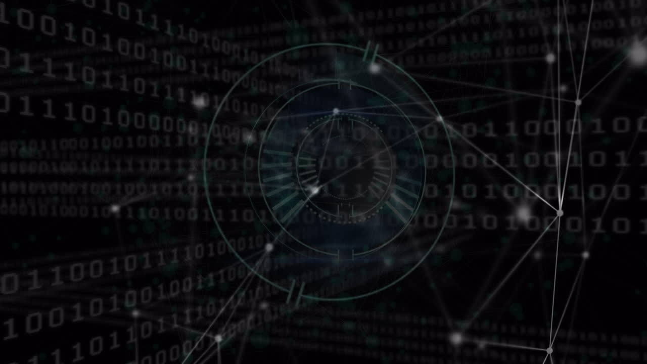 animación de la red de conexiones con procesamiento de datos sobre el escaneo de alcance sobre fondo negro