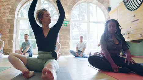 group yoga class in studio