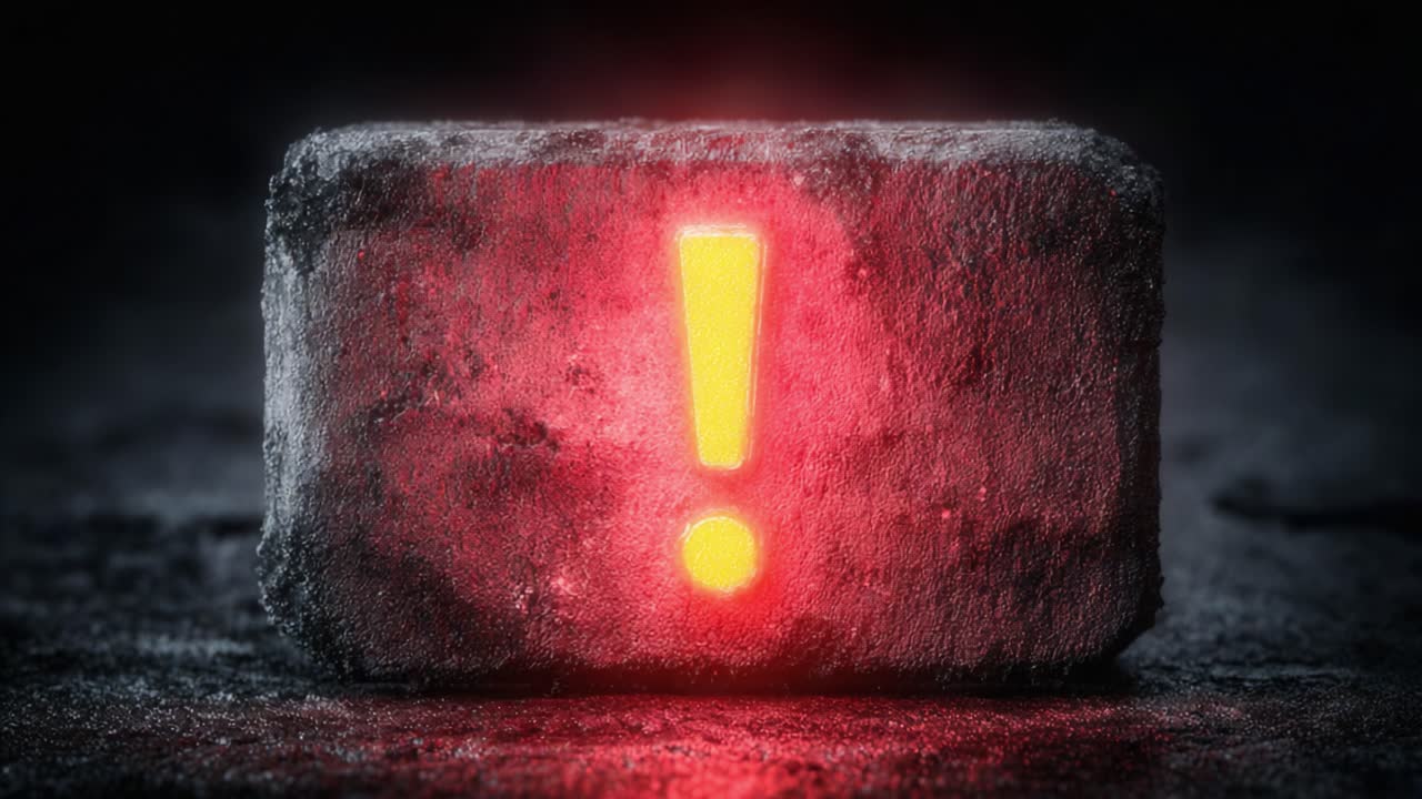 A powerful and striking visual of a warning symbol illuminated against a dark, textured background, conveying urgency and attention to potential danger or caution