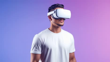 man experiencing virtual reality with a vr headset