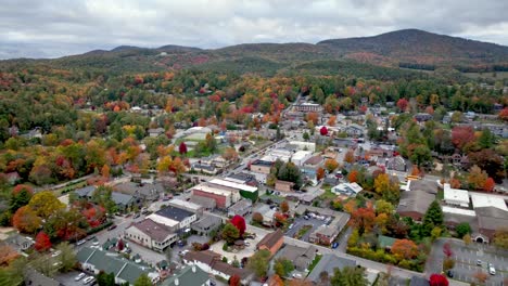 aerial pullout over autumn leaves in fall in blowing rock nc, north carolina