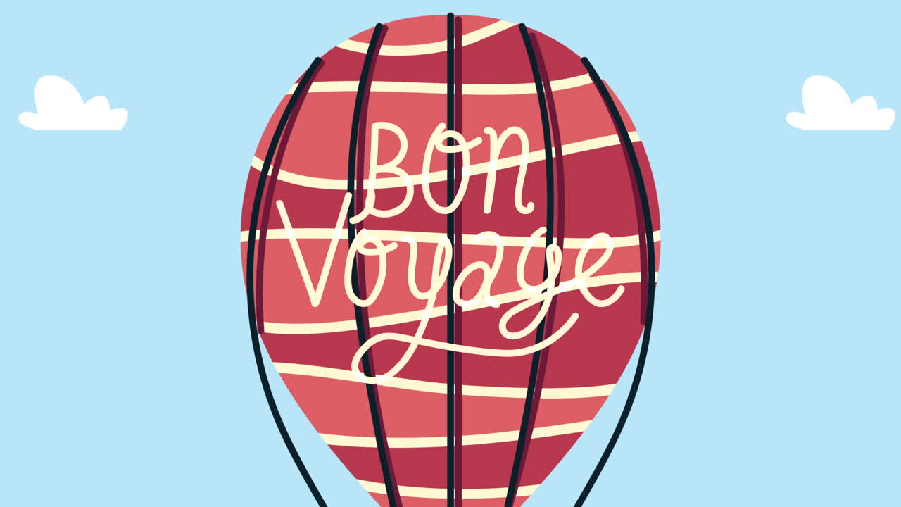 핫 에어 풍선 에 bon voyage 글자
