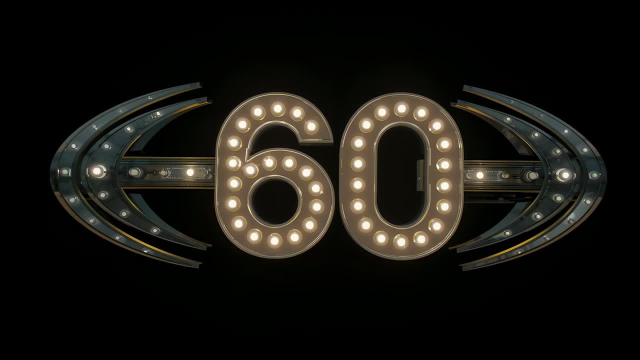 Lighting metal marquee 60 pulsing warm bulbs and shifting reflections against deep black background