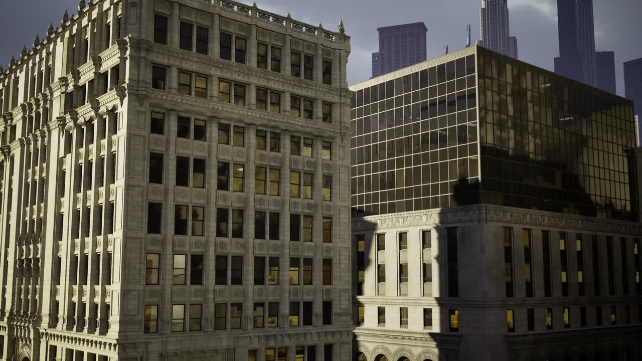 Urban architecture showcases modern and historic buildings in stunning contrast