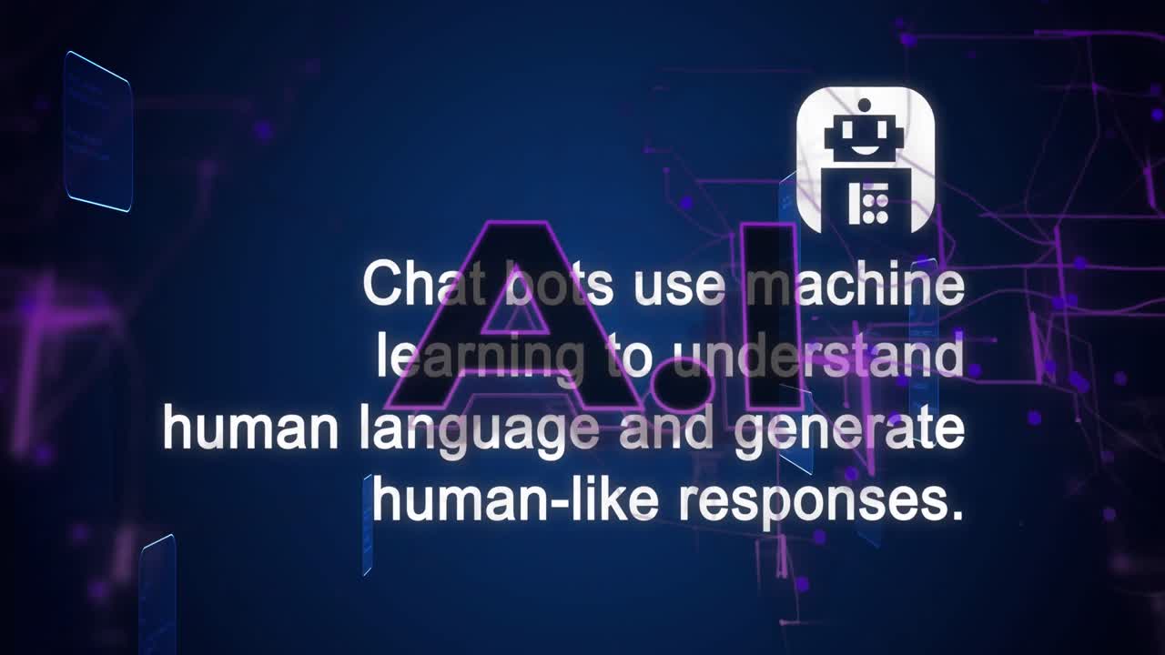 보라색 배경에서 채팅과 데이터 처리의 애니메이션