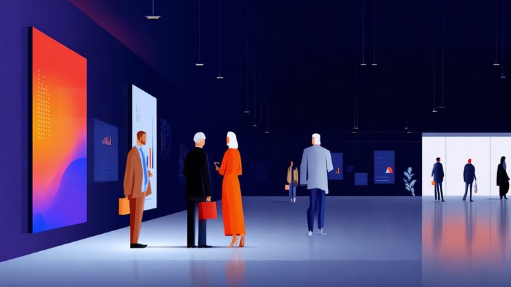 Indblik fra kunstudstillingen: En moderne samling af spændende værker og netværk blandt deltagere i et moderne galleri, der er designet til interaktion og anerkendelse