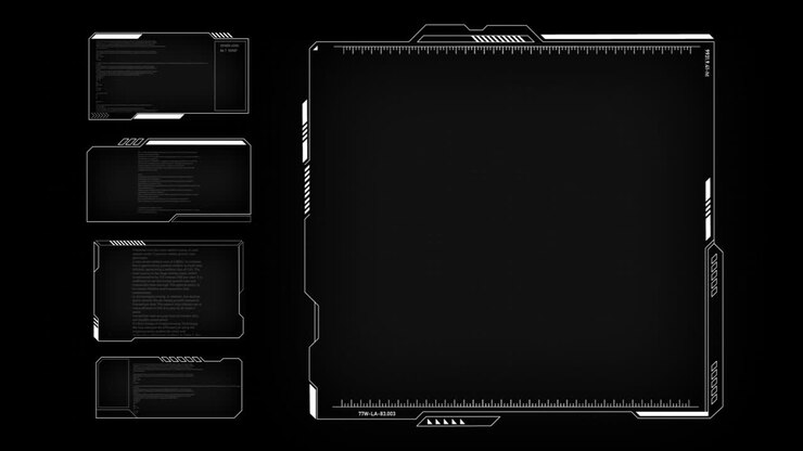 futuristic animation of HUD interface with game design frames, boxes. abstract technology looped background. hi-tech digital cyber concept. FUI, GUI,UI virtual design. cyberspace elements, text