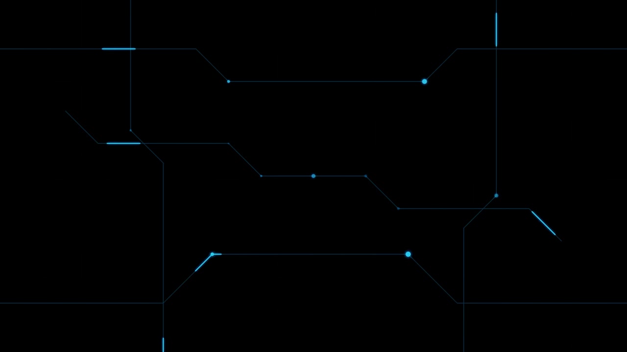 Abstract Digital Circuit Lines Moving on Dark Background