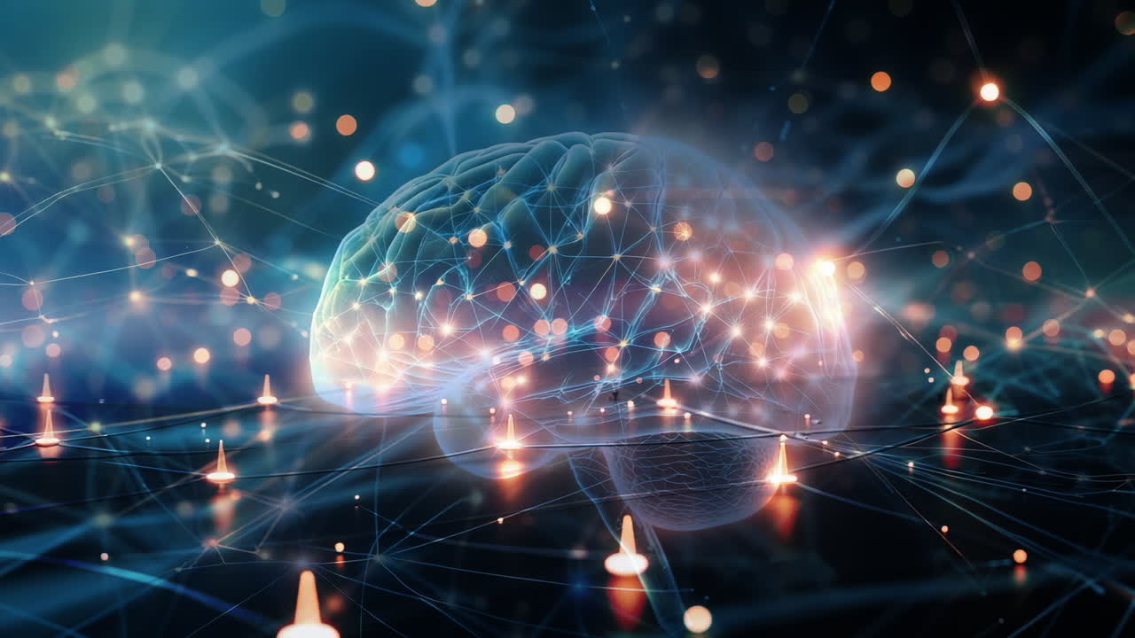Cervello concettuale con rete neurale: Intelligenza Artificiale e Tecnologia.