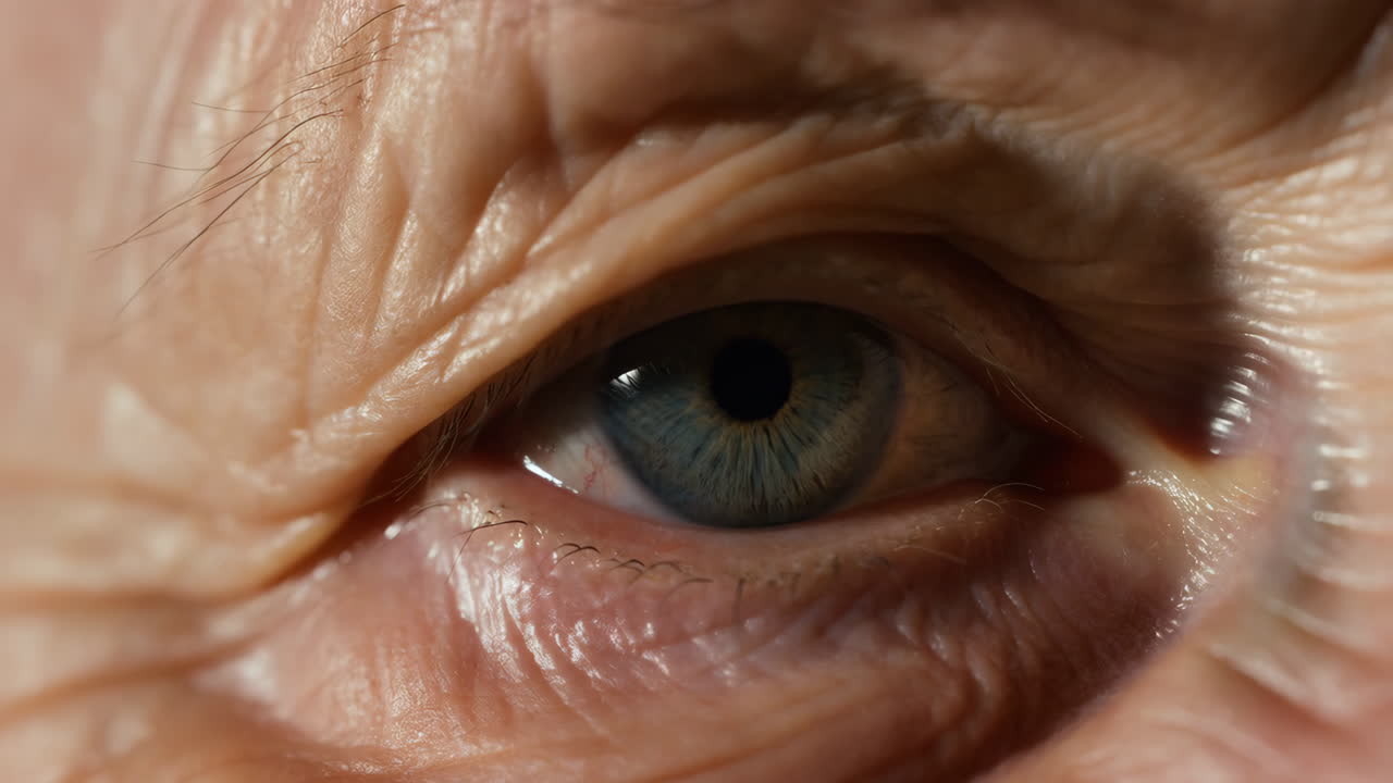 primer plano del ojo de una persona de edad avanzada