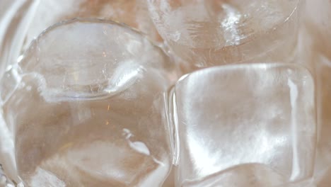 close-up of ice cubes in a glass