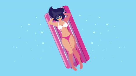 girl tanning in pad floating scene