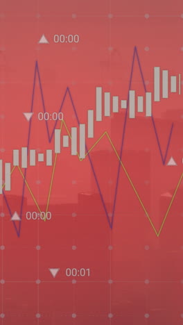 animación de la bandera de china y procesamiento de datos sobre el paisaje urbano