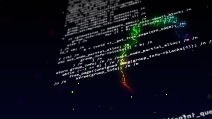 Animation of colourful shapes over data processing