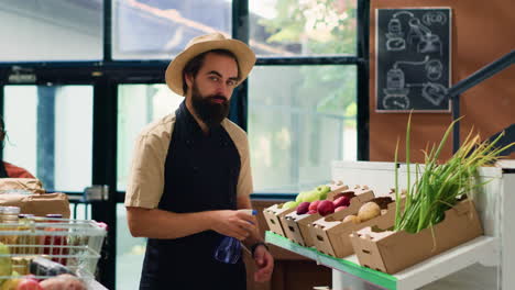 small business owner in zero waste store