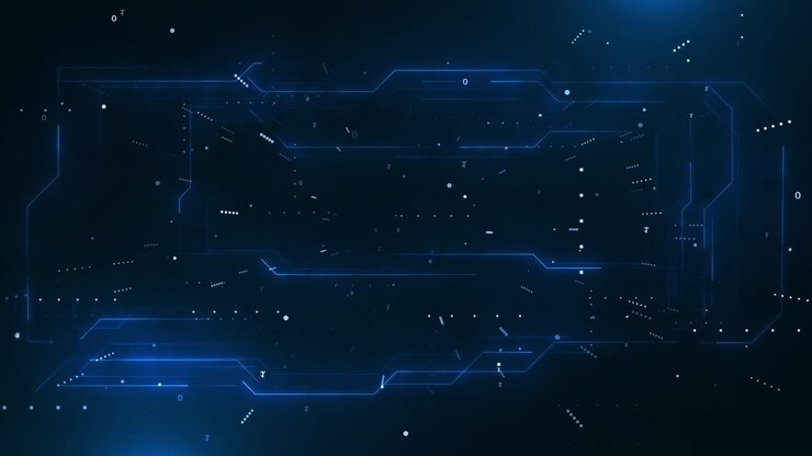 Sfondo di innovazione nella comunicazione con linee astratte di tecnologia di rete e circuito stampato, intelligenza artificiale