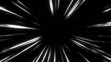 4k animación bucle anime cómico líneas de velocidad. fondo de movimiento de anime. bucle de línea de velocidad rápida en blanco y negro desde el medio hasta el exterior