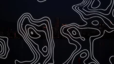 animation of white lines over cityscape