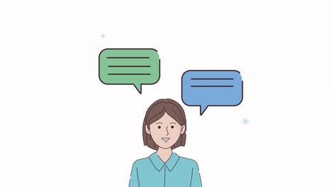 animación de trabajo digital con burbujas de habla