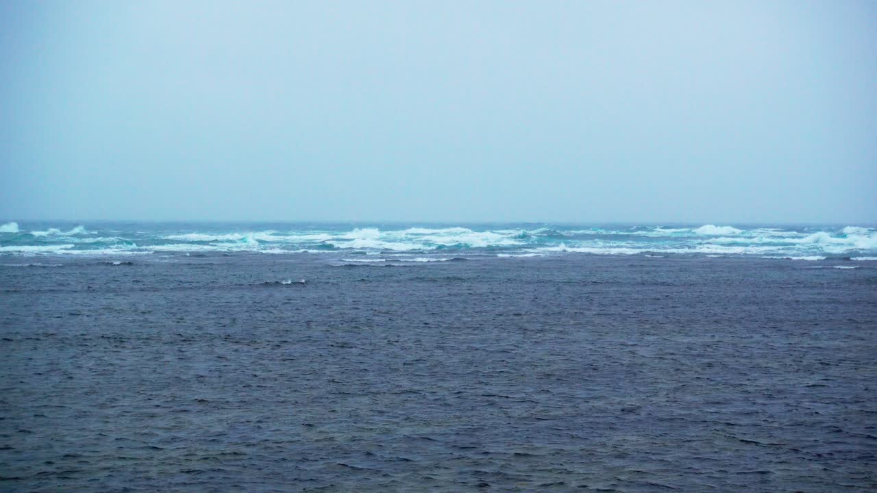 waves breaking in winter storm in northern Hokkaido
