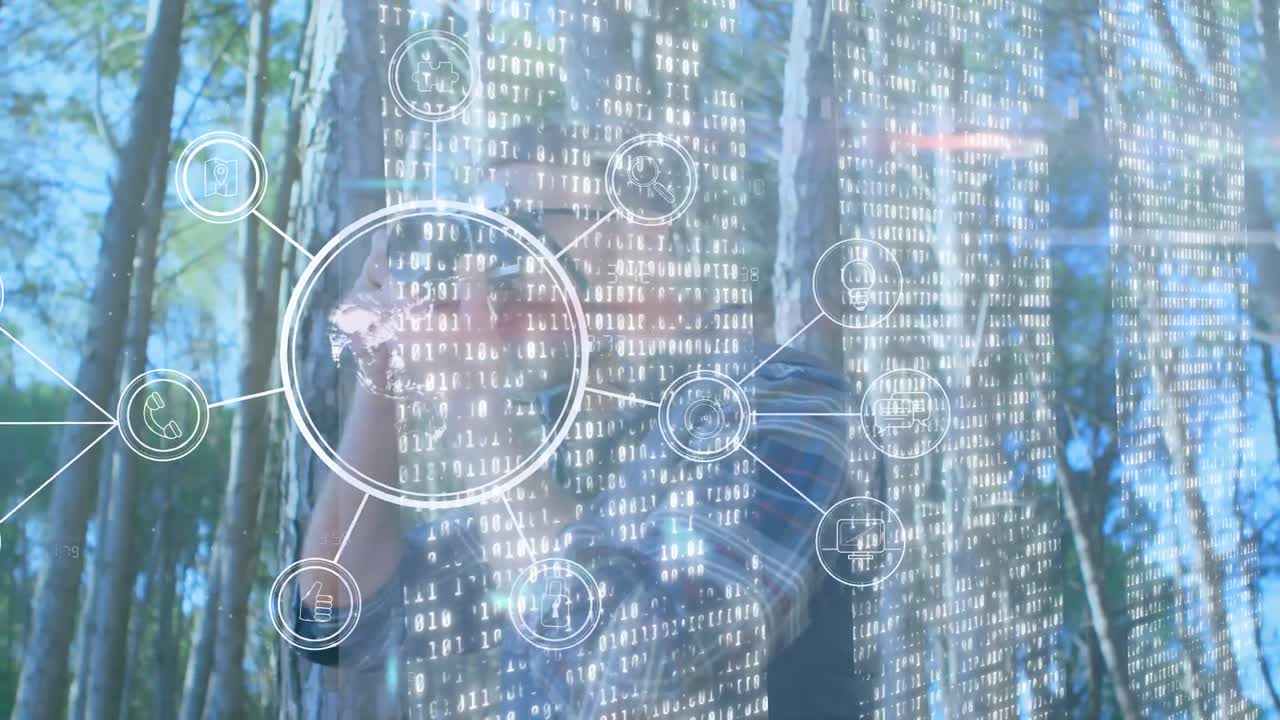 animación del globo y procesamiento de datos sobre el hombre caucásico usando una cámara