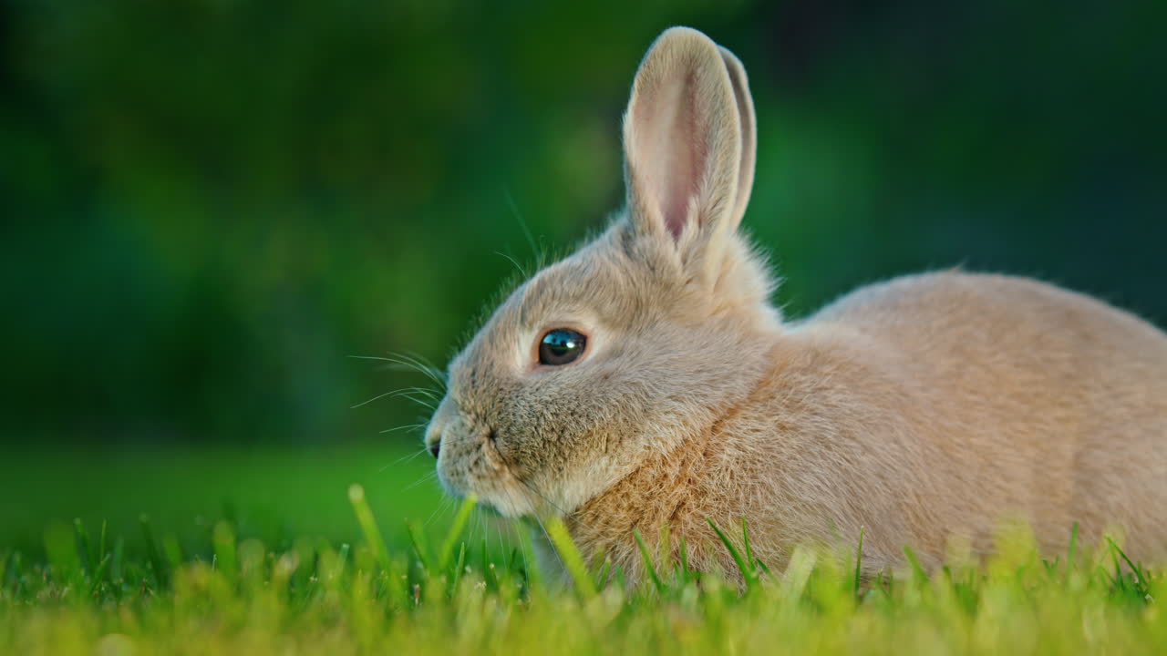 un conejo bebé esponjoso en la hierba