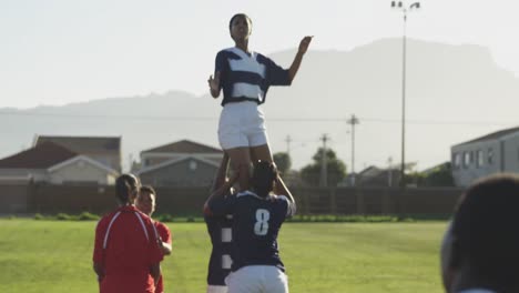 young adult female rugby match