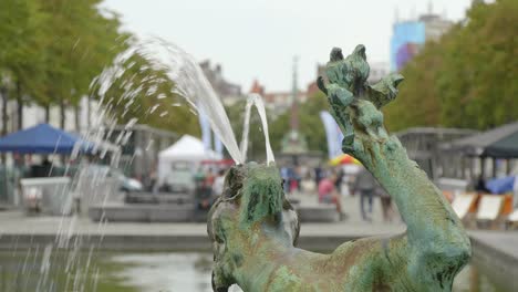 lion fountain spout in brussels